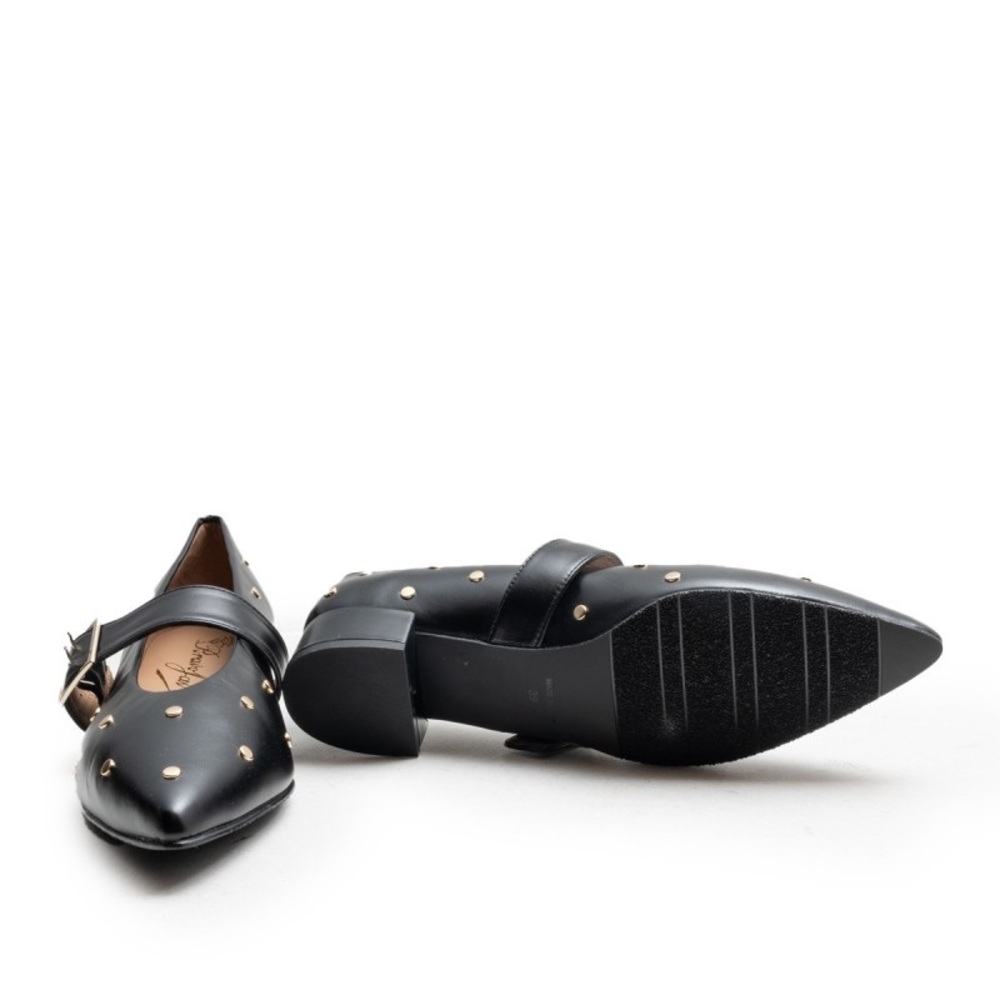 Bravo Java Black Leather Studded Mary Jane Heels – Size 41 – Pointed Toe – EUC - Picture 3 of 13